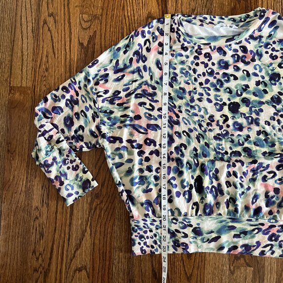 BB Dakota Steve Madden Colorful Leopard Animal Print long sleeve top Size Small - Picture 7 of 9
